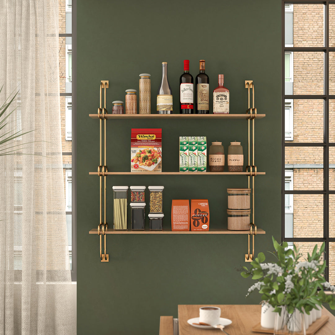 3-Tier Luxury Floating Shelves Wall Shelf in MDF Wall Mounted Shelves