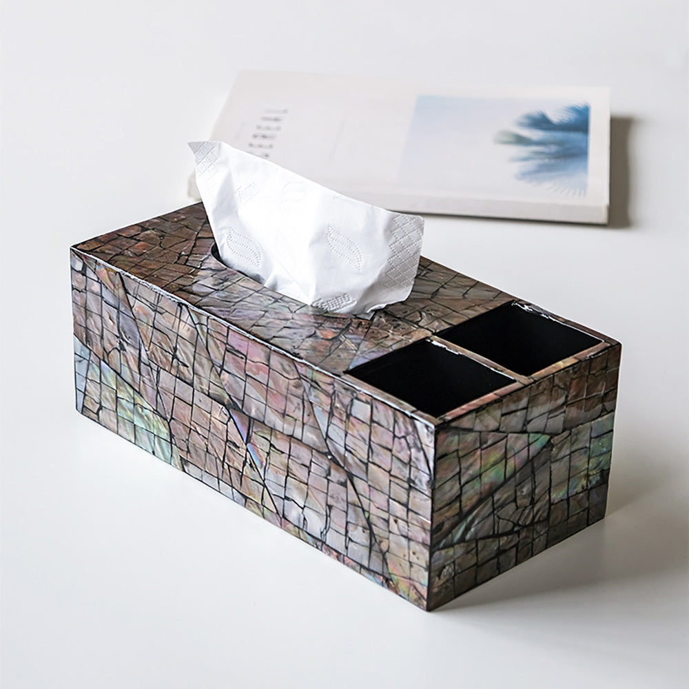 Modern Tissue Box Cover Multifunctional Nightstand Organizer with Remote Control Holder