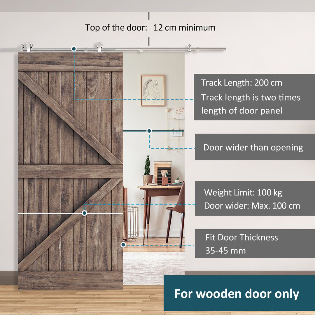 35-45mm Track Stainless Steel Sliding Door Kit Silver