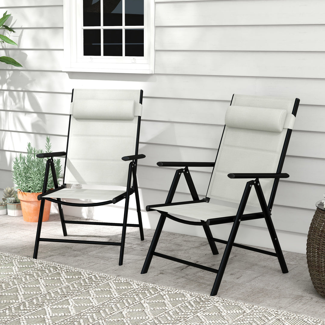 Set of 2 Patio Folding Chairs w/ Adjustable Back