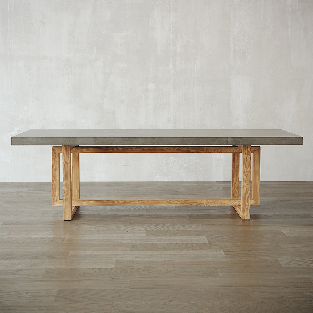 Japandi 1800mm Concrete Grey Dining Table Rectangle Wooden Tabletop