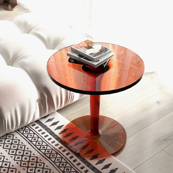 Acrylic End Table Amber Modern Accent Table Clear Round Side Table