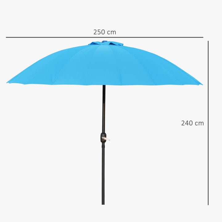 Waterproof Push-Tilt Garden Parasol: 2.55m Crank Umbrella with Ribs