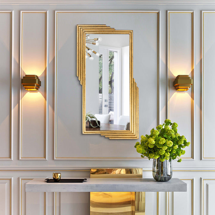 Modern Gold Metal Geometric Wall Decorative Mirror Entrance Rectangular Dressing Mirror