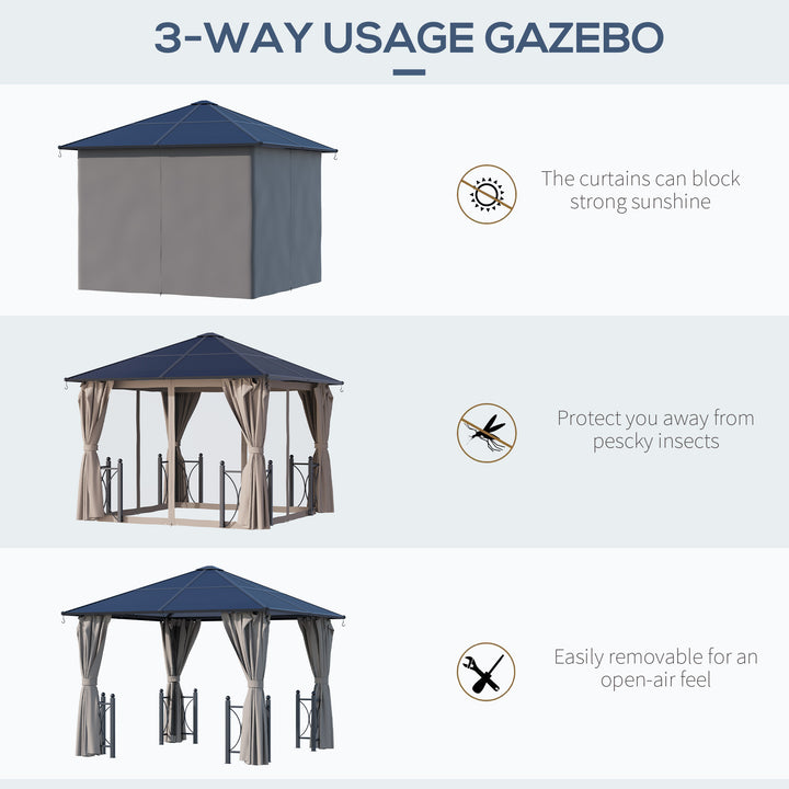 3 x 3(m) Hardtop Gazebo Canopy with Polycarbonate Roof