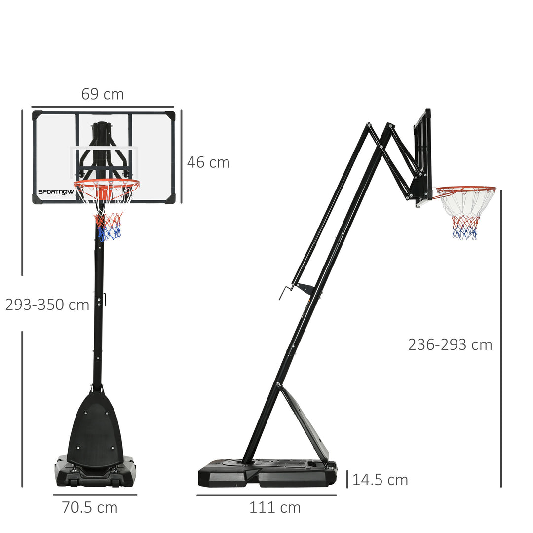 Height Adjustable Basketball Hoop and Stand with Sturdy Backboard and Weighted Base