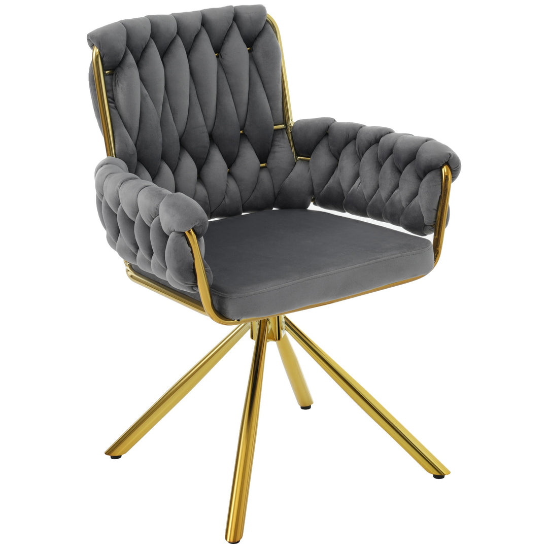 Luxurious Swivel Dining Armchair, Gray