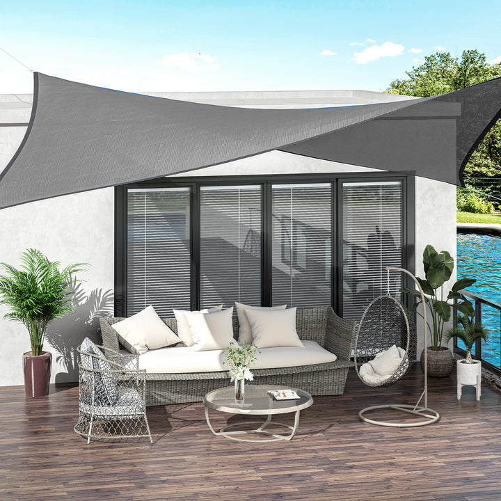 5 x 4m Sun Shade Sail Rectangle Canopy Outdoor Sunscreen Awning with Mounting Ropes for Garden