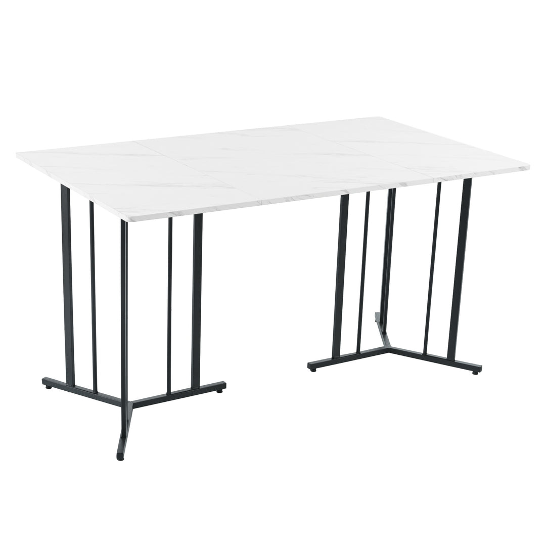 Rectangular Extendable Kitchen Table with Adjustable Feet & Marble Top