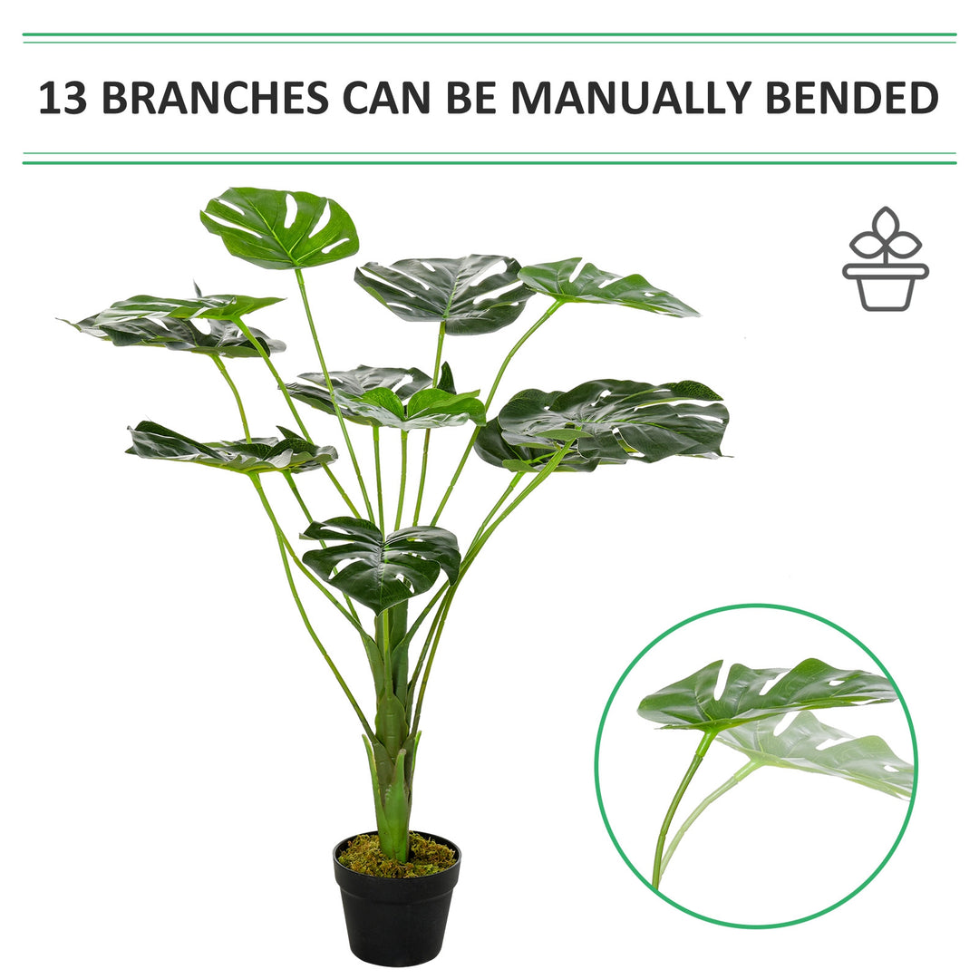 Artificial Greenery: Lifelike Monstera Deliciosa Plant with 13 Leaves & Pot for Indoor/Outdoor Décor