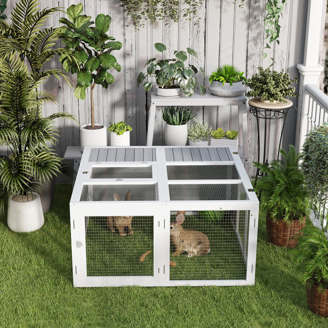 Rabbit Hutch with Openable Foldable Roof