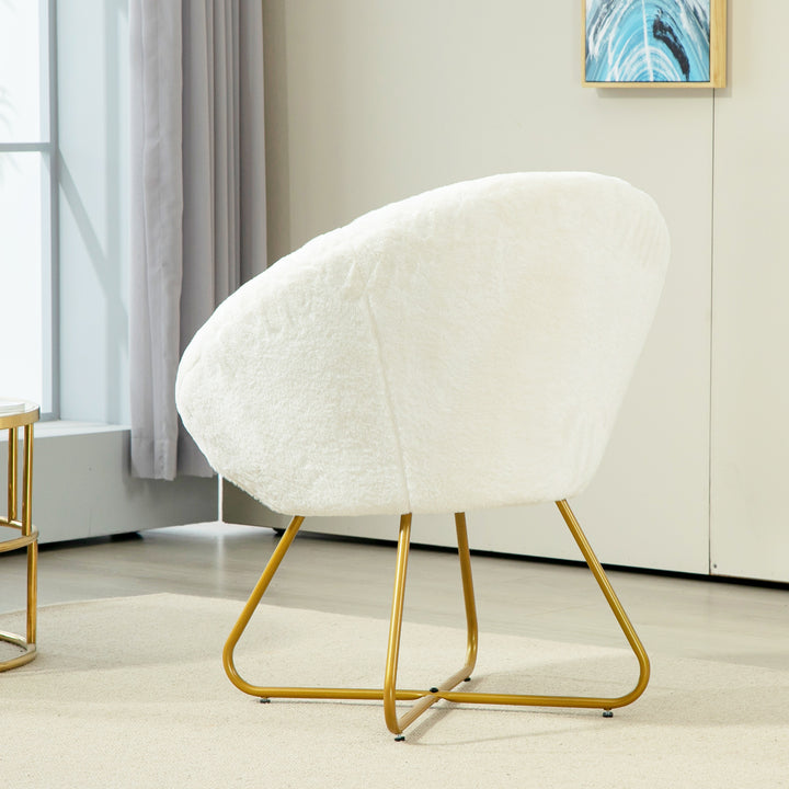 Faux Fur Accent Chair with Golden Metal Legs