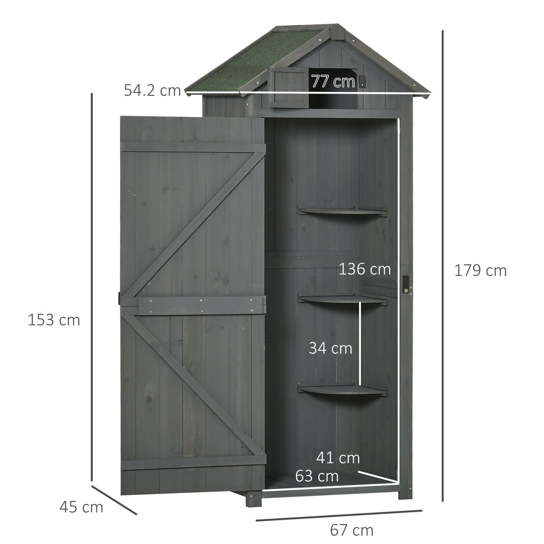 Garden Shed Vertical Utility 3 Shelves Shed Wood Outdoor Garden Tool Storage Unit Storage Cabinet