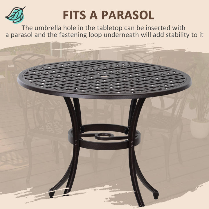 Cast Aluminium 4-Seater Outdoor Garden Table & Chair Set Brown