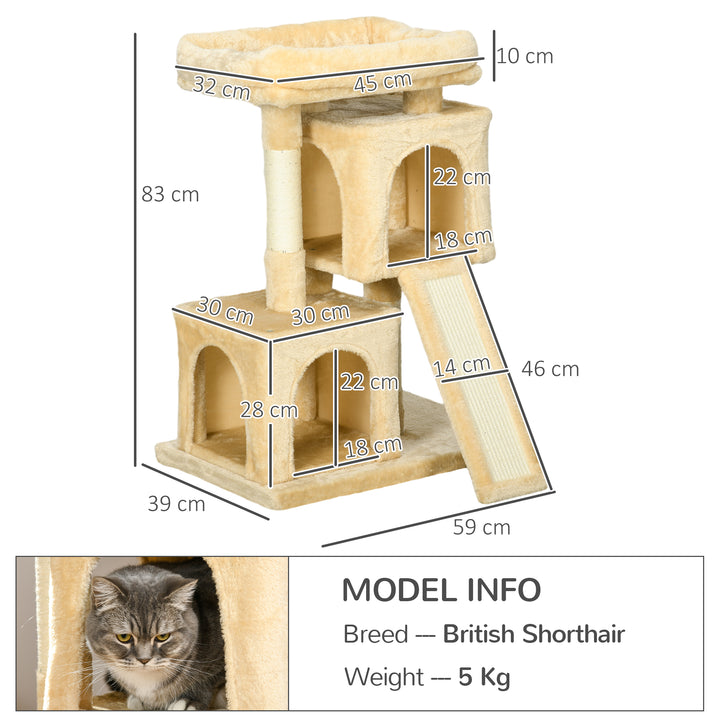 Deluxe Cat Activity Centre: Sisal Rest & Play with 2 Cosy Houses