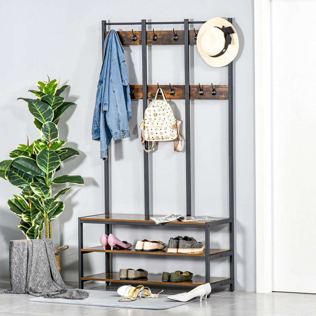 Hall Tree Coat Rack Stand