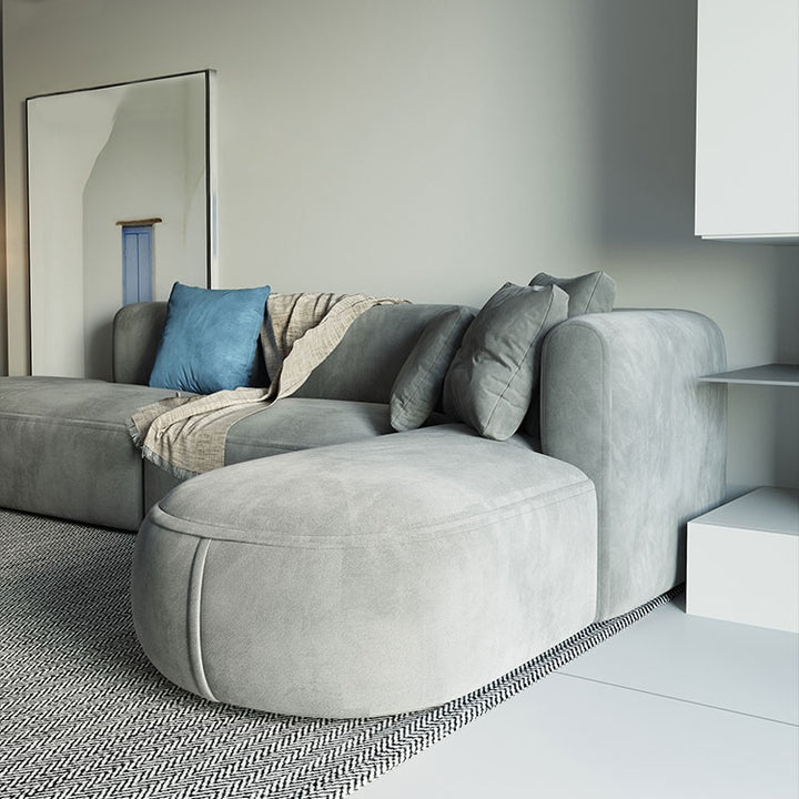 2650mm L-Shaped Sectional Corner Modern Modular Sofa with Pillows in Grey