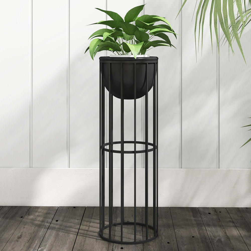 600mm Black Plant Pot Indoor Modern Metal Planter with Stand for Living Room