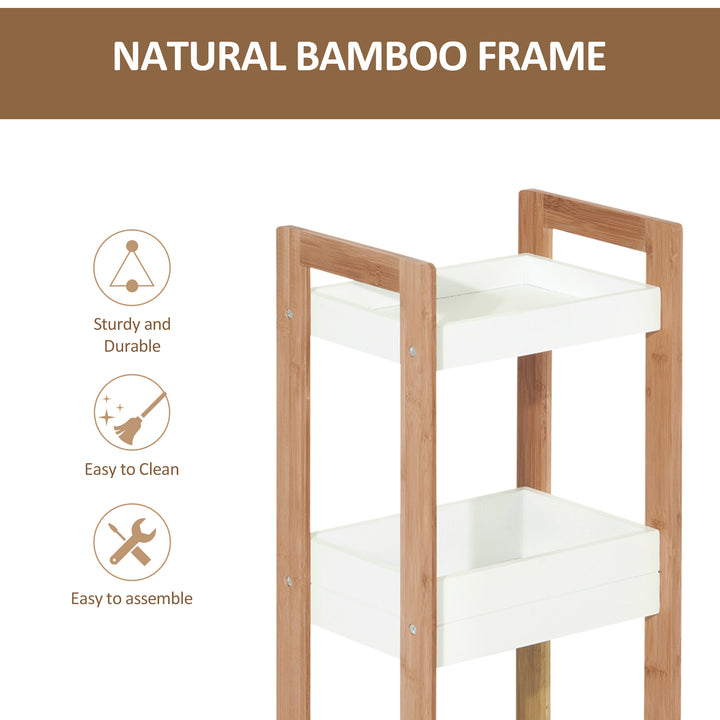 HOMCOM Bamboo Bathroom Caddy: Tiered Organiser for Compact Spaces, Shower Shelving Unit Aosom UK