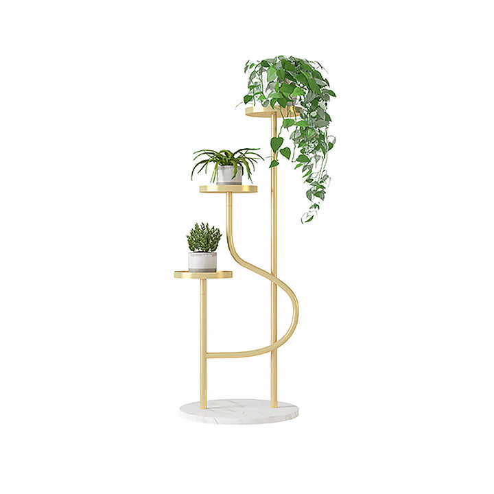 1080mm Tall Metal Plant Stand 3 Tier Modern Corner Ladder Planter in Gold