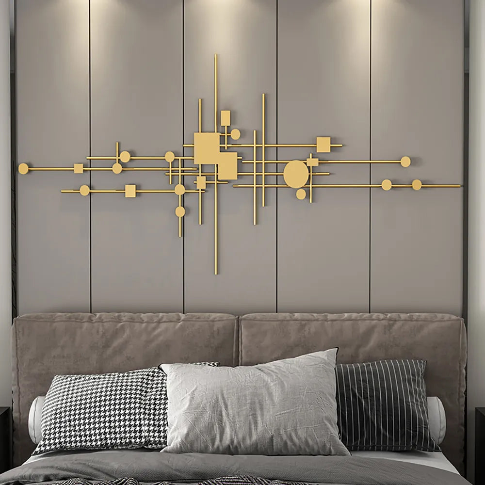 Luxury 3D Gold Geometric Patterns Metal Wall Decor with Overlapping Effects