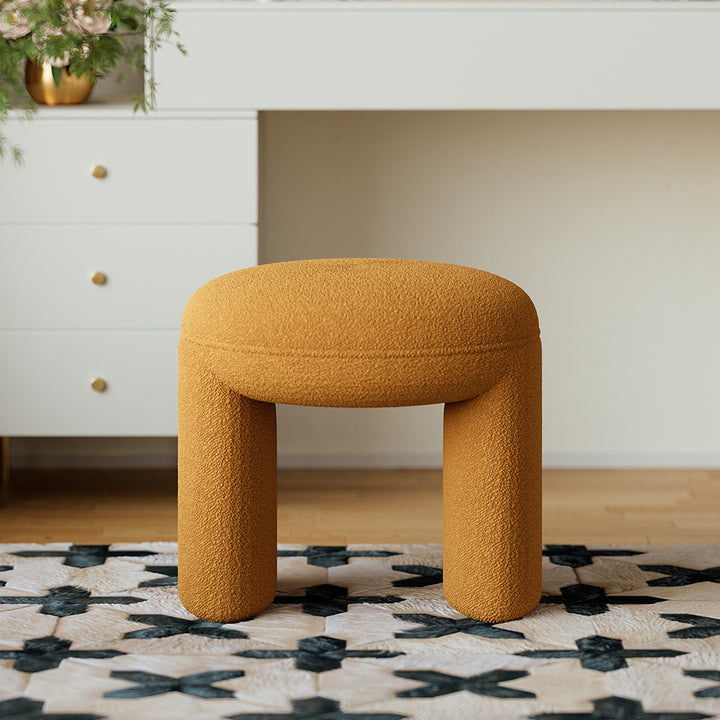 Modern Orange Boucle Vanity Stool Backless Makeup Accent Chair