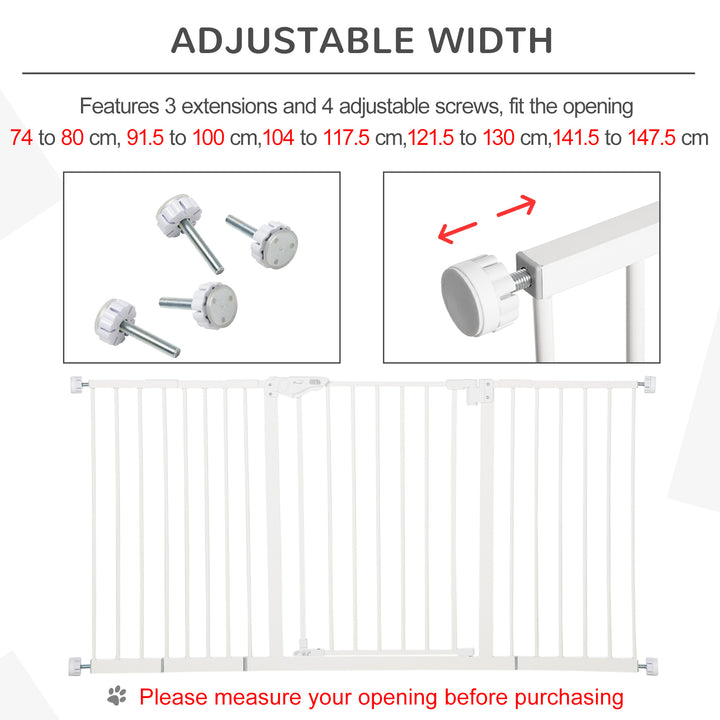 Pet Gate: Adjustable Pressure Fit with Auto-Close Door for Furry Friends