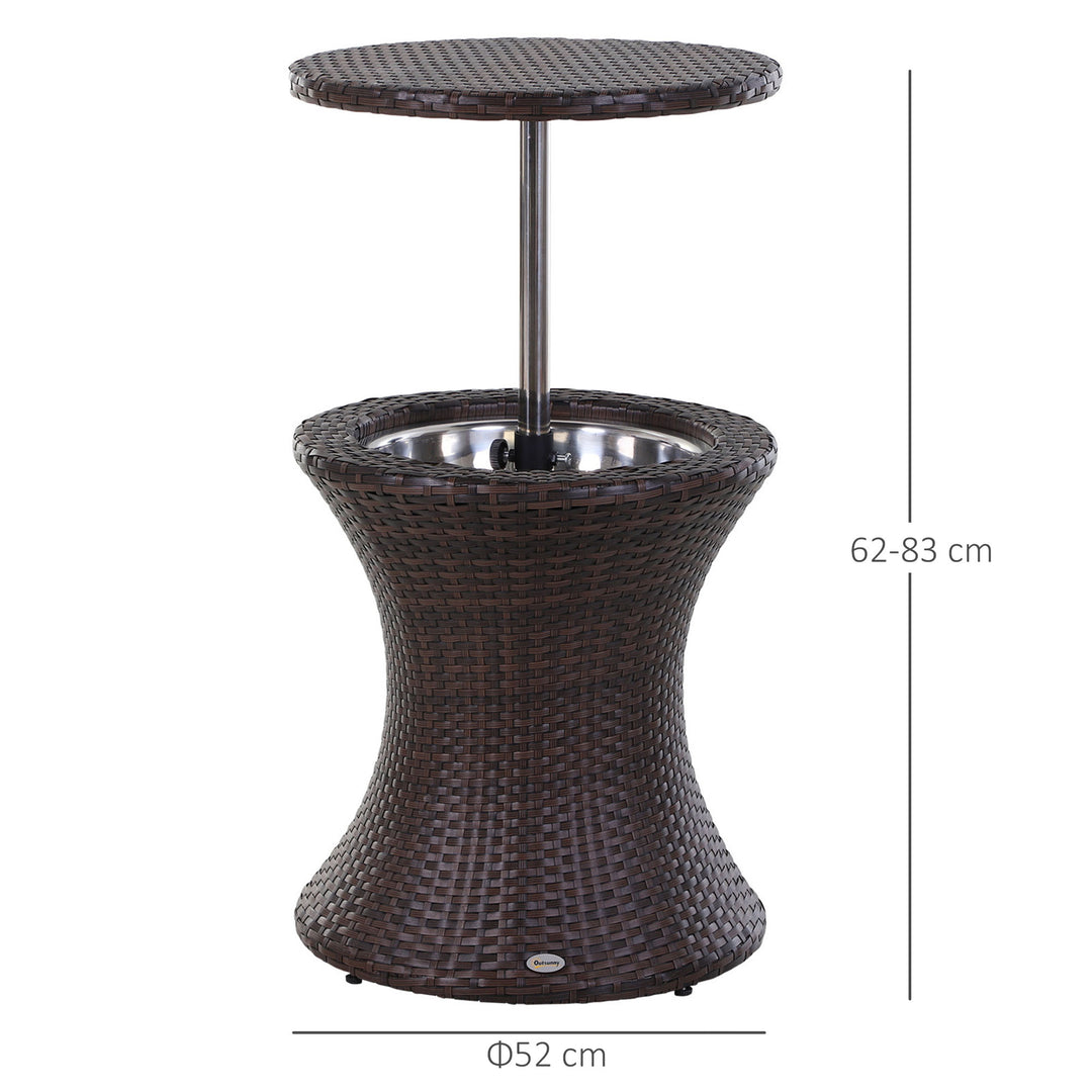 Rattan Ice Bucket Table Beer Cooler For Outdoor Patio Party Bar Garden Brown