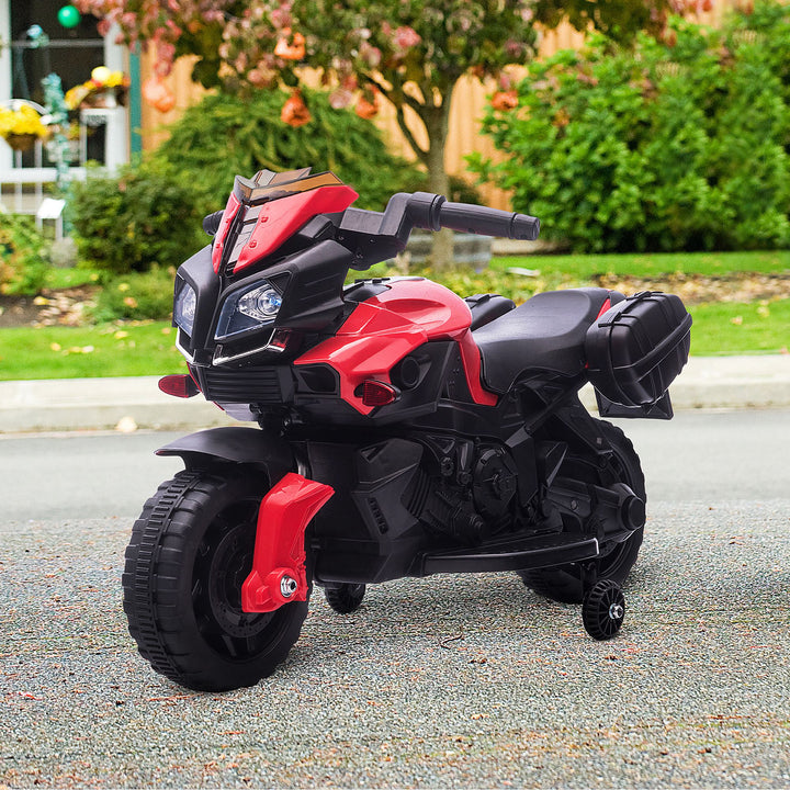 Kids Electric Pedal Motorcycle Ride-On Toy Battery Powered Rechargeable 6V Realistic Sounds 3 km/h Max Speed for Girls Boy 18-48 months Red