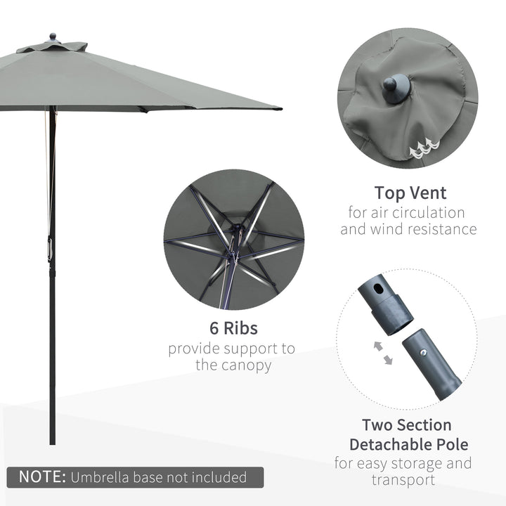 2.8m Patio Parasols Umbrellas Outdoor 6 Ribs Sunshade Canopy Manual Push Garden Backyard Furniture