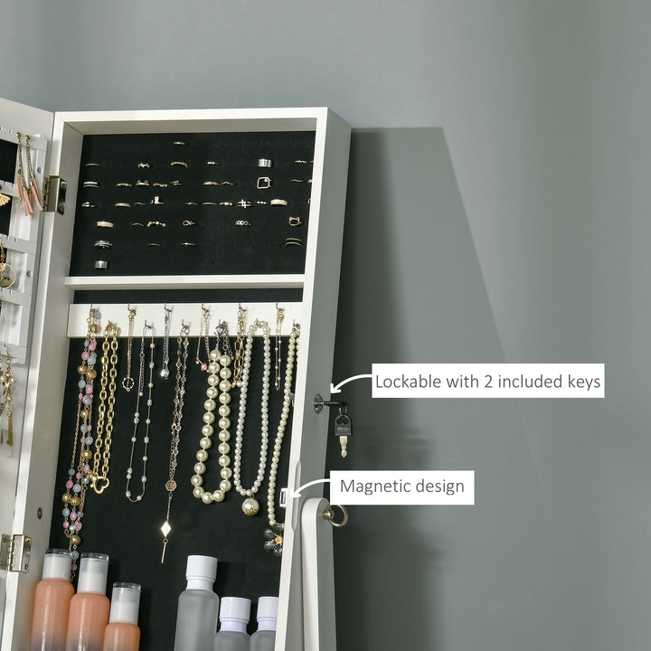 Lockable Jewellery Cabinet with Full-Length Mirror