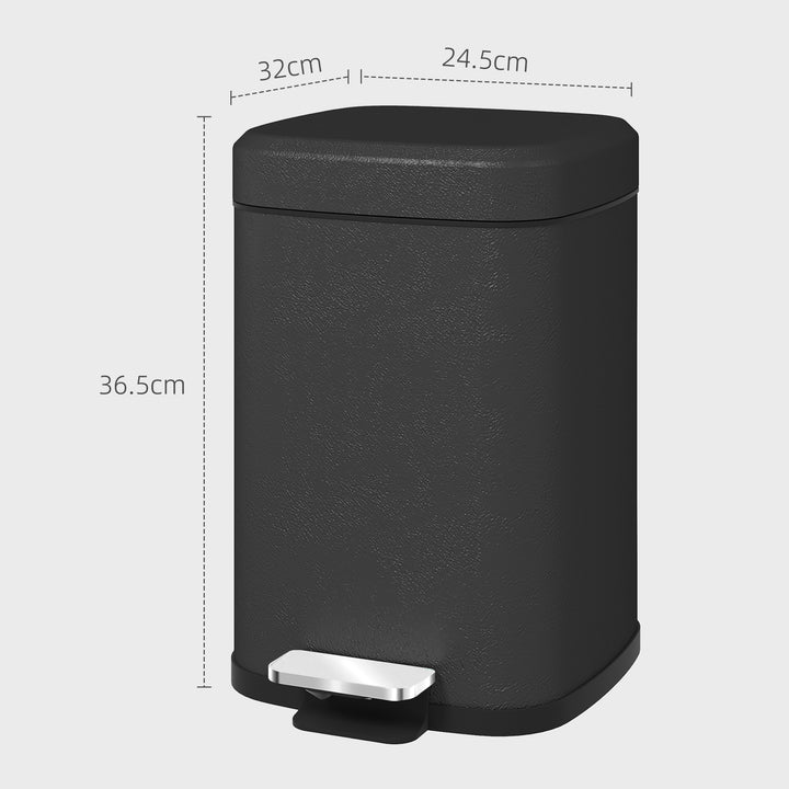 12L Modern Boxy Metal Home Kitchen Bin - Black