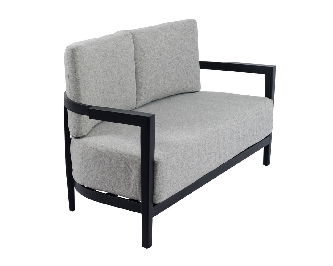 Aluminium & Fabric 2 Seater Sofa with Grey Cushions - Alina - Rattan Direct