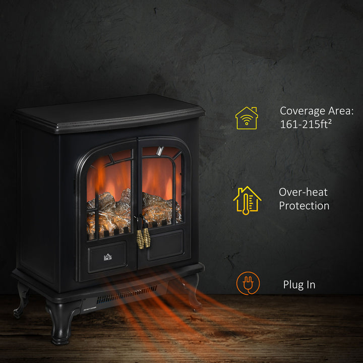 Electric Fireplace Stove Heater with LED Fire Flame Effect