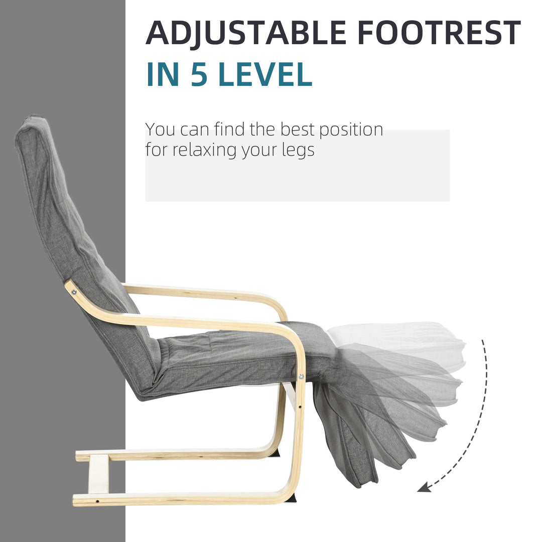 Reclining Lounger: Adjustable Footrest & Removable Cushion for Relaxed Lounging