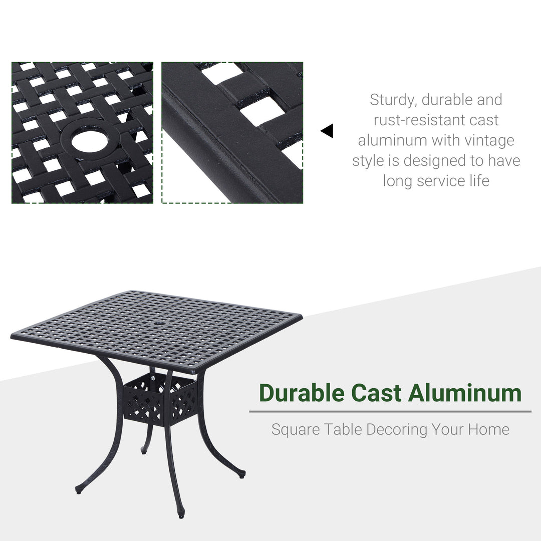 Aluminium Square Garden Table with Parasol Hole