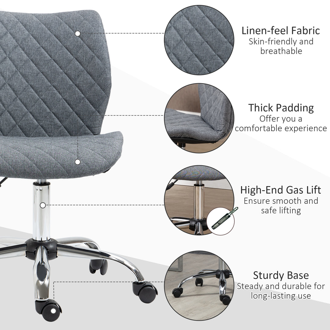 Vinsetto Office Chair, Armless, Grey