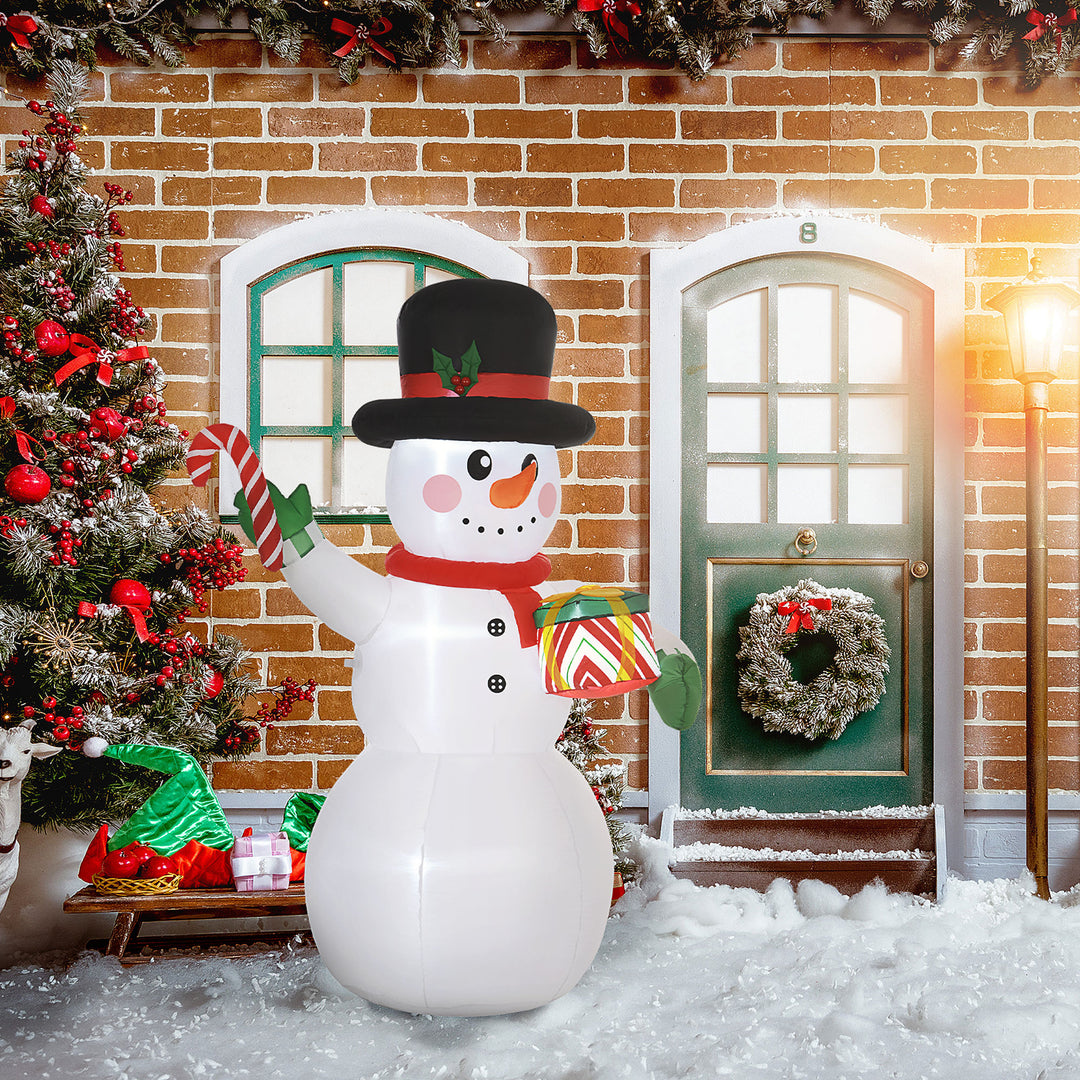 6FT Inflatable Snowman with Candy Cane and Gift Box