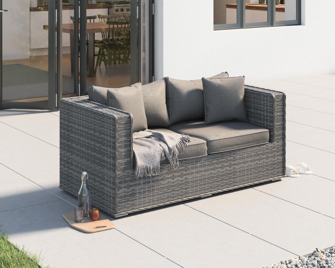 Ascot 2 Seater Sofa in Grey - Rattan Direct