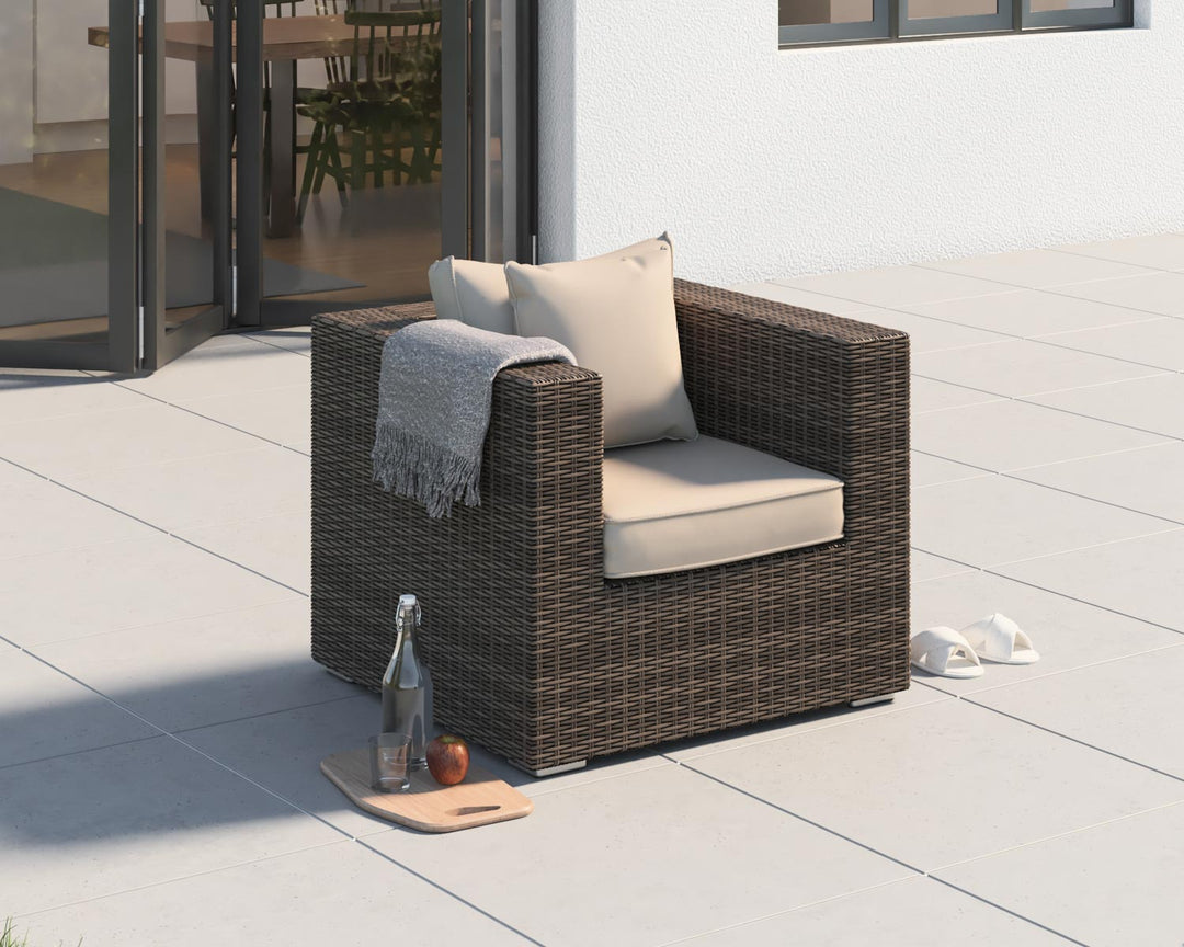 Rattan Garden Armchair in Truffle Brown & Champagne - Ascot - Rattan Direct