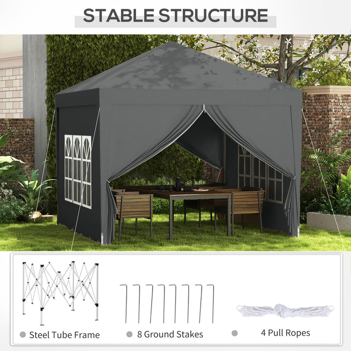 3 x 3 Meters Pop Up Water Resistant Gazebo Wedding Camping Party Tent Canopy Marquee with Carry Bag and 2 Windows