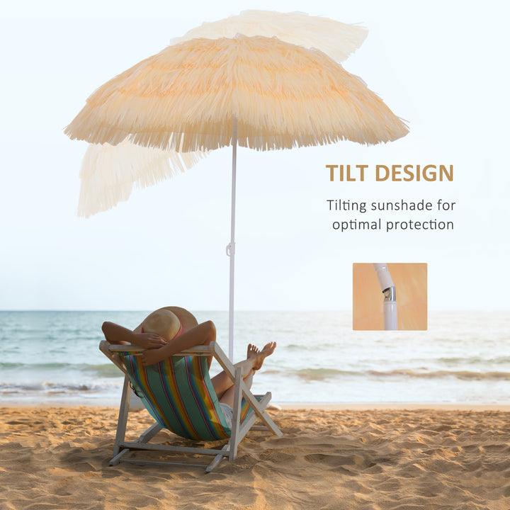 Waterproof Patio Garden Hawaii Beach Sun Umbrella Sunshade Hawaiian Folding Tilting Crank Parasol (Wheat)