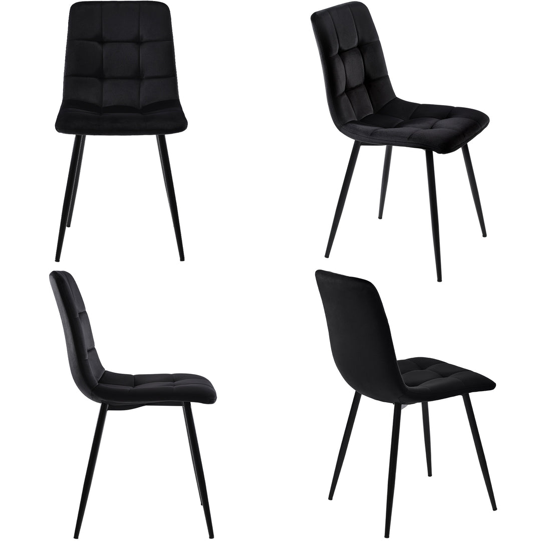 Set of 4 Velvet Dining Chairs with Metal Frame, Black