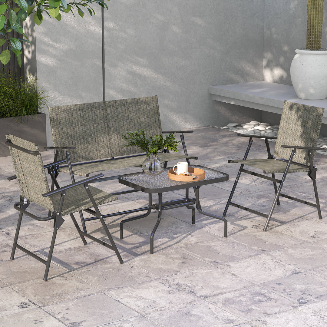 Breathable Mesh Patio Set: Foldable Armchairs