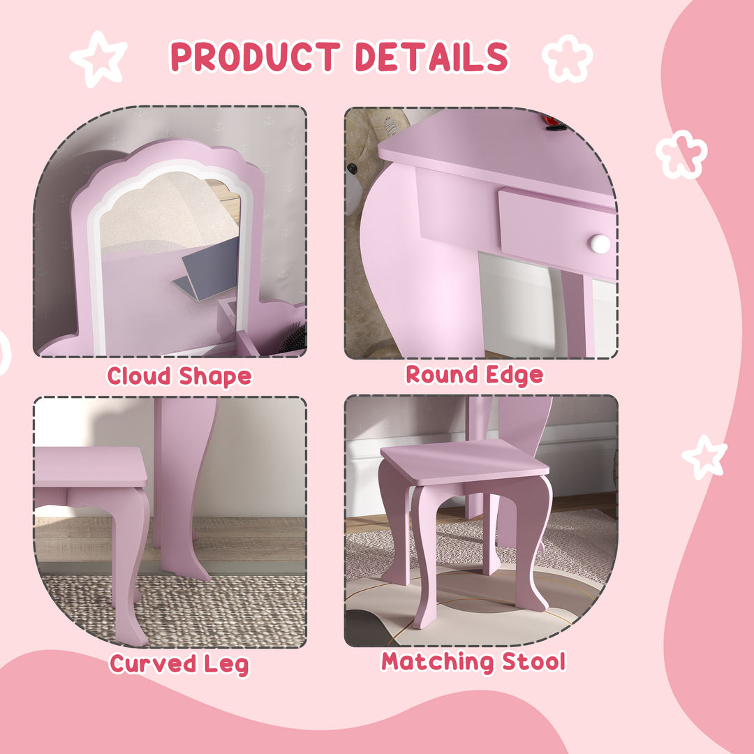 Child's Vanity Set with Cloud-Shaped Mirror