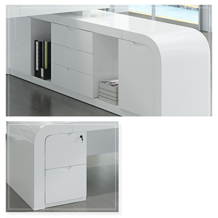 Chicent White L-shaped Modern Executive Desk with Ample Storage Right Hand Office Furniture (1600mm)