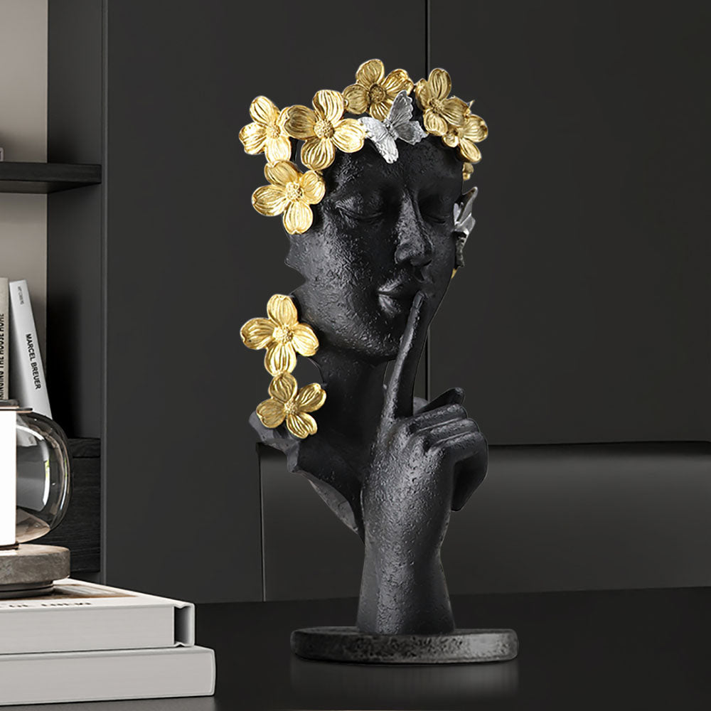 Black & Gold Thinker Sculpture Statue Resin Romantic Silence Desktop Ornament