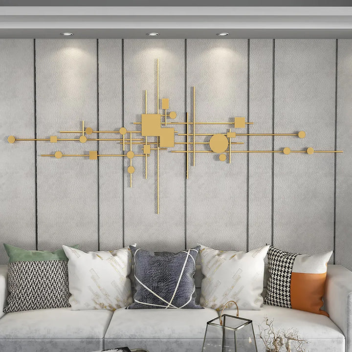 Luxury 3D Gold Geometric Patterns Metal Wall Decor with Overlapping Effects