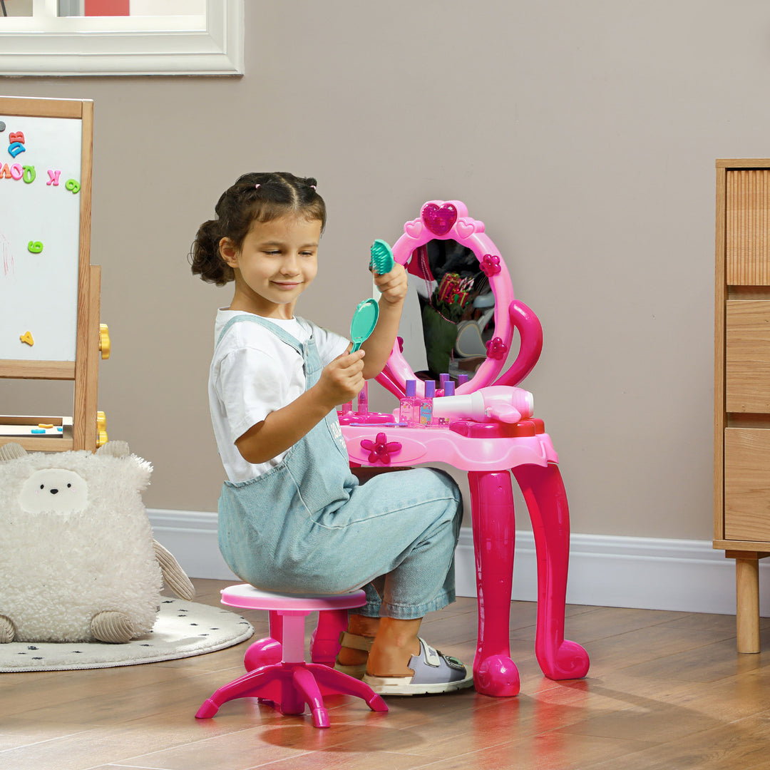 Kids Dressing Table with Mirror and Stool