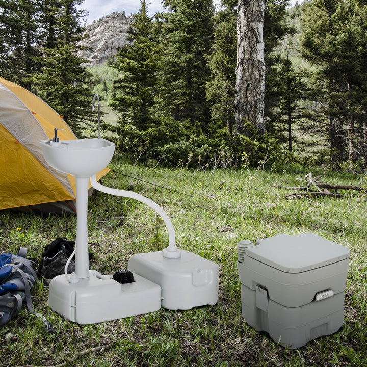 Portable Toilet and Camping Sink Set with Fresh and Waste Tank